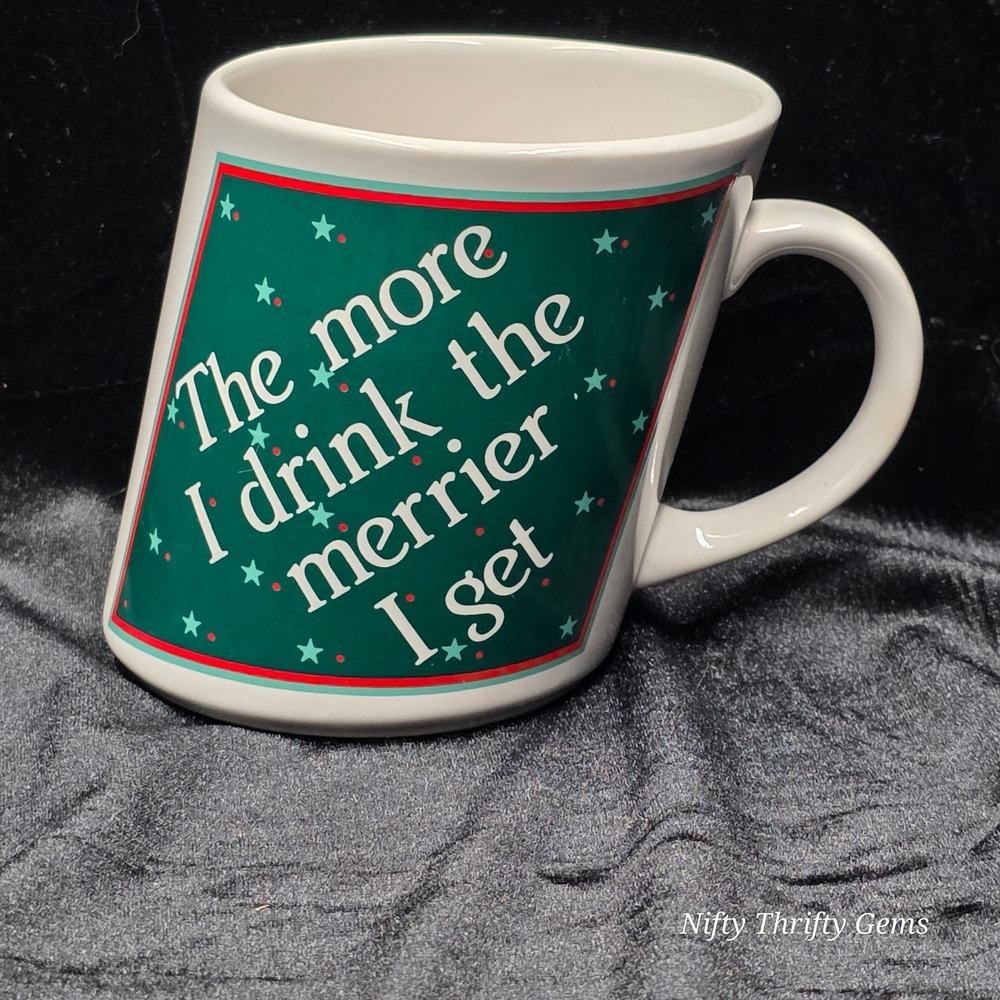 Vintage Papel Mug‎ Slants The More I Drink The Merrier I Get Christmas Mug